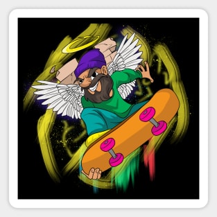 Cool Skateboarding Hipster Angel Magnet